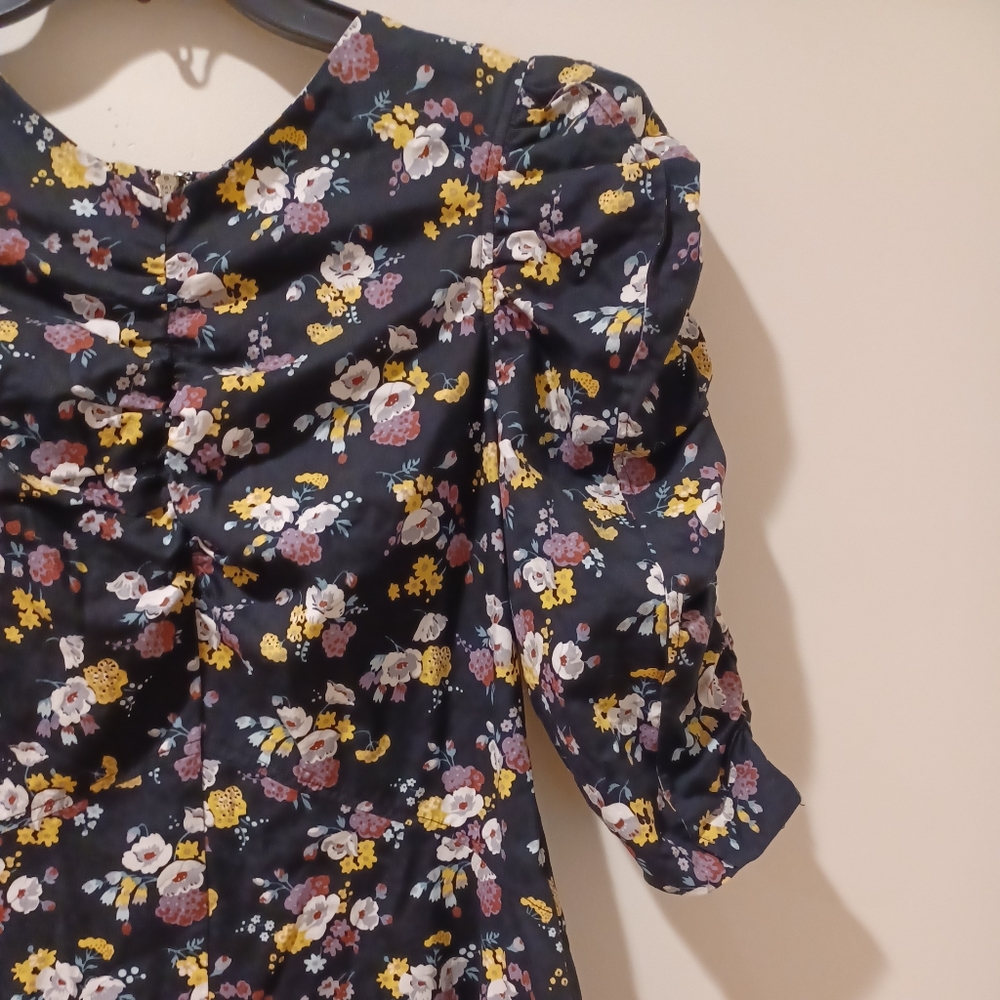 NWT REBECCA TAYLOR LA VIE WINTER POSEY FLORAL PRINT SILK TWILL DRESS SIZE M - Picture 9 of 11
